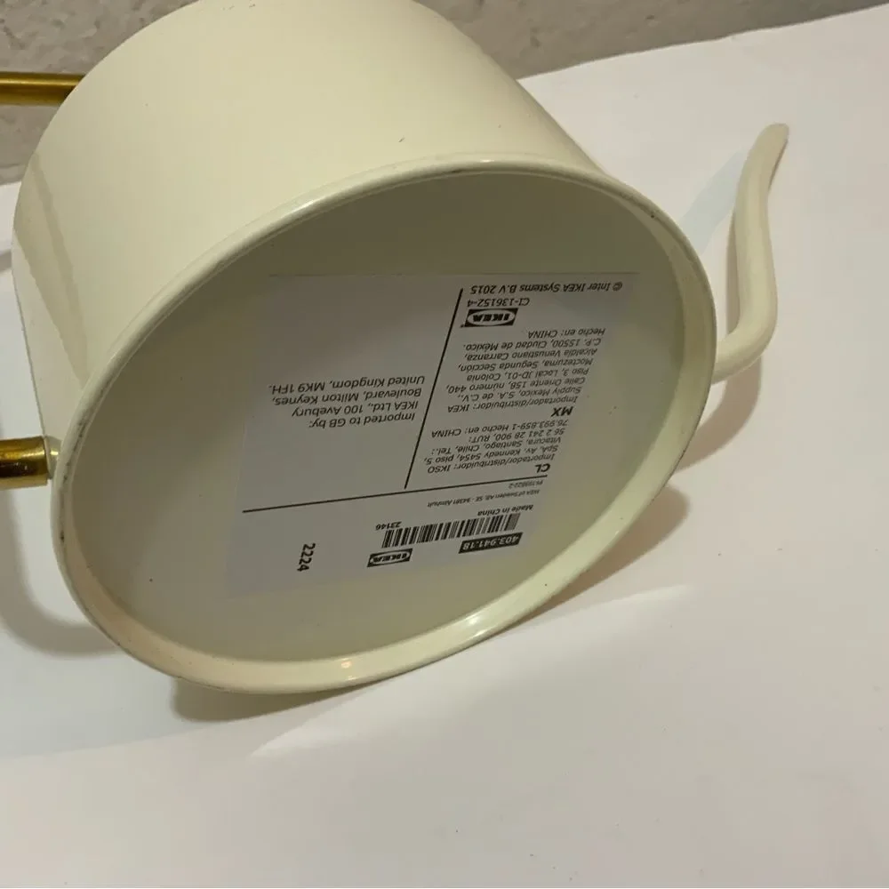 New IKEA VATTENKRASSE Watering Can Ivory/gold 30 oz 403.941.18